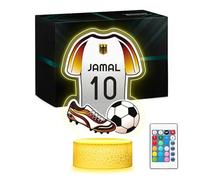 Maverton Personalised 3D Night Lamp - RGB, 16 Colours - Birthday Gift Idea - Football Gifts for Boys - National Football Team Shirt Design - Perfect 8 Year Old Boy Gifts, Ideal Football Gifts