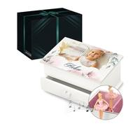 Maverton Personalised Ballerina Box for little princess - Treasure Box with Drawer for woman - Wooden Jewellery Box with your photo - White Organiser for Birthday for her - Magic