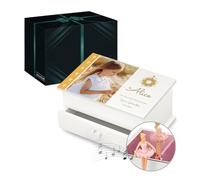 Maverton Personalised Ballerina Box for Little Princess - Treasure Drawer for Women - Wooden Jewellery Organiser with Your Photo - White Birthday Gift for Her - Special
