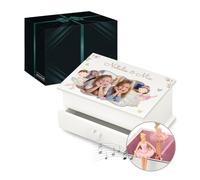 Maverton Personalised Ballerina Treasure Box for Little Princess - Wooden Jewellery Organiser With Drawer and Your Photo - White Birthday Gift for Her, Women, Friends