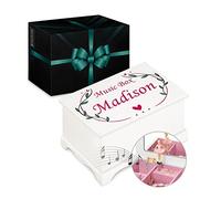 Maverton Personalised Ballet Dancer Music Box - White Wooden Case with Mirror - Overprinted Box for Birthday - Musical Gift for Girls