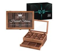 Maverton Personalised Brown Watch box for women, Box with a drawer, Sister