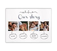 Maverton Personalised Canvas Photo Collage for Couple - Photo Home Decoration for Newlyweds - Canvas Prints for Wedding - Customised Print for Anniversary - Picture for Family - Story - 30 x 40 cm