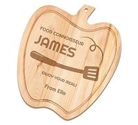 Maverton Personalised Chopping Board for Man - Decorative Kitchen Accessories - Apple-Shaped Cutting Board for him - Serving Platter with Engraving - for Birthday - Connoisseur