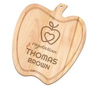Maverton Personalised Chopping Board for Man - Decorative Kitchen Accessories - Apple-Shaped Cutting Board for him - Serving Platter with Engraving - for Birthday - Vegetarian