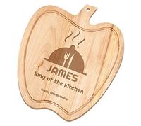 Maverton Personalised Chopping Board for Man - Decorative Kitchen Accessories - Apple-Shaped Cutting Board for him - Serving Platter with Engraving - for Birthday - Meal