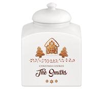 Maverton Personalised Cookie Jar for couple - Ceramic Storage with Lid - Ceramic Candy Container for Wedding - Biscuits Storage Jar for Anniversary - Home Accessory for pair - HOME