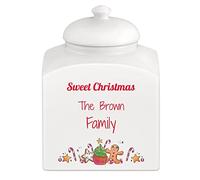 Maverton Personalised Cookie Jar for couple - Ceramic Storage with Lid - Ceramic Candy Container for Wedding - Biscuits Storage Jar for Anniversary - Home Accessory for pair - GINGERBREAD