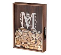 Maverton Personalised Cork Catcher for Couples - Beer caps Collector - Wooden Box with a Transparent lid - Personalised Wedding Gift - for Parents - Letter