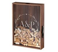 Maverton Personalised Cork Catcher for Couples - Beer caps Collector - Wooden Box with a Transparent lid - Personalised Wedding Gift - for Parents - Initials