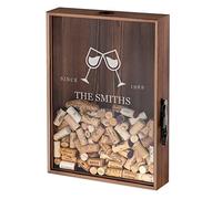 Maverton Personalised Cork Catcher for Couples - Beer caps Collector - Wooden Box with a Transparent lid - Personalised Wedding Gift - for Parents - Glasses