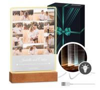 Maverton Personalised LED Photo Frame for woman - Customised Light Plaque for man - LED Decoration with engraving - Photo Frame Lamp for Birthday - Acrylic Plaque LED for couple - Love