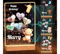 Maverton Personalised Plaque LED Picture Frame, 16th birthday gifts girl | Overprinted 1st Birthday Gifts for Boys, Acrylic LED birthday card for him, Money gift ideas, Light up photo frame