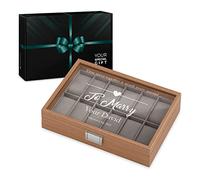 Maverton Personalised Watch Box for Women - Wooden Watch Case with Engraved Personal Glass Lid - Stylish Elegant Watch Holder for 12 Watches - A Gift for Women on Birthday - Quote 6