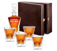 Maverton Personalised Whiskey Decanter and 4/6 Glasses for Man - Elegant Whisky Set for him - Ice Cubes Model - Stylish barware for Birthday - for Whisky connoisseurs - Occasion