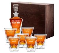 Maverton Personalised Whiskey Decanter and 6 Glasses for Man - Elegant Whisky Set for him - Ice Cubes Model - Stylish barware for Birthday - for Whisky connoisseurs - Occasion