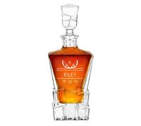Maverton Personalised Whiskey Decanter for Man - Elegant Beverage Dispenser for him - Ice Cubes Model - Stylish barware for Birthday - for Whisky connoisseurs - Antlers