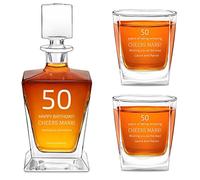 Maverton Personalised Whiskey Set for Man - Carafe with 2/4/ 6 Glasses for him - Stylish Barware for Birthday - for Whisky Connoisseurs - Decanter and 2 Glasses with Engraving - Cheers