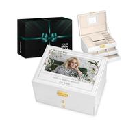 Maverton Personalised White Jewellery Storage for woman - Stylish Customisable Box with your Photo - Jewellery Box With Overprint for lady - Jewellery Case for Birthday - For her - Love