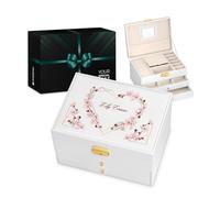 Maverton Personalised White Jewellery Storage for woman - Stylish Customisable Box with your Photo - Jewellery Box With Overprint for lady - Jewellery Case for Birthday - For her - Wreath