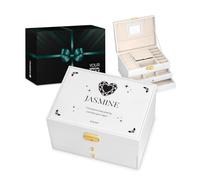 Maverton Personalised White Jewellery Storage for woman - Stylish Customisable Box with your Photo - Jewellery Box With Overprint for lady - Jewellery Case for Birthday - For her - Heart