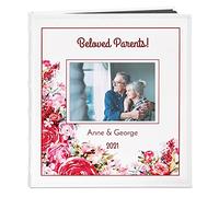 Maverton Photo Album for couples- White cover with a photo frame and a stylish print - 60 black pages to fill in - Up to 240 images in multiple size - Personalised wedding gift - flowery