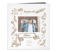 Maverton Photo Album - Personalized white window cover - 60 black pages - Birthday gift for man - Faux leather album for photographer - Family Book - Adult