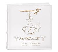 Maverton Photo Album with writing space for children - Engraved photo book - Photo storage for 200 pictures - Customized present for Baptism, Birth, Communion, Birthday - BABY