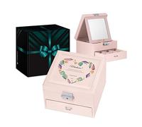 Maverton Pink Jewellery Storage - Stylish Customisable Present for a Lovely Woman - Jewellery Box with overprint - Gift For her - Mum - Birthday - Valentine’s Day - Gemstone