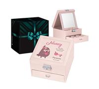 Maverton Pink Jewellery Storage - Stylish Present for a Girl - Sisters - Jewellery Box with overprint - Birthday Gift for Daughter - Organiser - Box