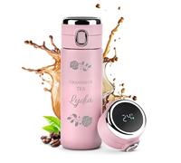 Maverton Pink Travel Mug for her - Personalized 400 ml Tumbler - Tea Mug with Engraving - Perfect Coffee Cup for Women - Stainless Steel Insulated Cup - Smart Tumbler for Girl - Rose