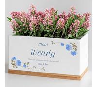 Maverton Plant Pot with Bamboo Tray for her - Ceramic Planter Pot with overprint for woman - Houseplant Accessories - Customised Jewelry Box For Birthday - Flowerpot for girl - MOM