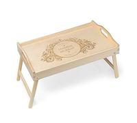 Maverton Portable Fold Up Bed Tray for her - Custom Gorgeous Wooden Breakfast Table - Birthday Gift for Women - Personalised Present for Friend - Wooden Tray - IRREPLACEABLE