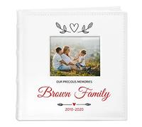 Maverton Refillable Album with writing space for couples - Engraved photo book for 200 pictures - Photo storage with aperture - Customized Wedding Gift - HEART