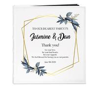 Maverton Refillable Photo Album for couples - Photo book with overprint - White Photo storage - Customized present for Wedding, Anniversary, Valentine’s Day - Gift for marriage - THANK YOU