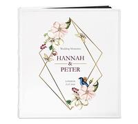 Maverton Refillable Photo Album for couples - Photo book with overprint - White Photo storage - Customized present for Wedding, Anniversary, Valentine’s Day - Gift for marriage - MEMORIES