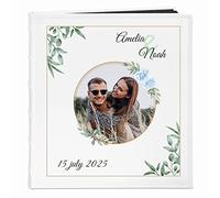 Maverton Refillable Photo Album for couples - Photo book with overprint - White Photo storage - Customized present for Wedding, Anniversary, Valentine’s Day - Gift for marriage - PAIR