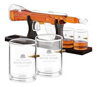Maverton Rifle-Shaped Whiskey Decanter + a Set of 4 Whiskey Glasses with Engraving - Real Gentleman