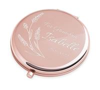Maverton Rose Gold Personalised Compact Mirror - Cosmetic Bag Accessory - 6,5 x 6,5 x 1,2 cm - Perfect Birthday Present - Gift for Women - For girl - Beauty Accessory - Wheat