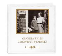 Maverton Slip-In Photo Album - Engravable white cover with stylish design - 100 lined pages to fill in with 200 images - Birthday present - Personalized gift for men - GRANDPA