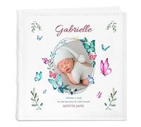 Maverton Slip-In Photo Album - Engravable white cover with stylish design - 100 pages to fill in with up to 200 images - Personalized birthday gift - Photo Album for children - BUTTERFLY