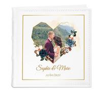 Maverton Slip-In Photo Album for couples - Engravable white cover with stylish design - Wedding gift - Anniversary present - Personalized album for parents - KISS