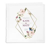 Maverton Slip-In Photo Album for couples - Engravable white cover with stylish design - Wedding gift - Anniversary present - Personalized album for parents - gold