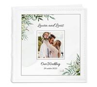 Maverton Slip-In Photo Album for couples - Engravable white cover with stylish design - Wedding gift - Anniversary present - Personalized album for parents - MEADOW