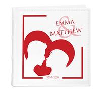 Maverton Slip-In Photo Album for couples - Engravable white cover with stylish design - Wedding gift - Anniversary present - Personalized album for parents - heart