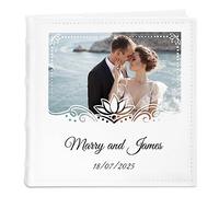 Maverton Slip-In Photo Album for couples - Engravable white cover with stylish design - Wedding gift - Anniversary present - Personalized album for parents - LIFE
