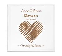 Maverton Slip-in Photo Album for Newlyweds - Engravable White Cover - 100 Pages to Fill in with up to 500 Images - Personalised Album for Wedding - Customised Photo Book for Pair - Heart