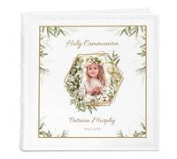 Maverton Slip-In Photo Album - Holy Communion memento - Engravable white cover with elegant design - Up to 200 images - Personalized First Holy Communion gift - Garden