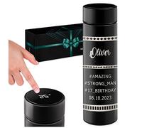 Maverton Travel Mug with Engraving - 450 ml Vacuum Insulated Flask - Removable Tea Infuser - Lightweight Design - LED Temperature Display - Personalised Birthday Gift for Men - Hashtag