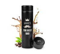 Maverton Travel Mug with Engraving - 450 ml Vacuum Insulated Flask - Removable Tea Infuser - Lightweight Design - LED Temperature Display - Personalised Birthday Gift for Men - dad